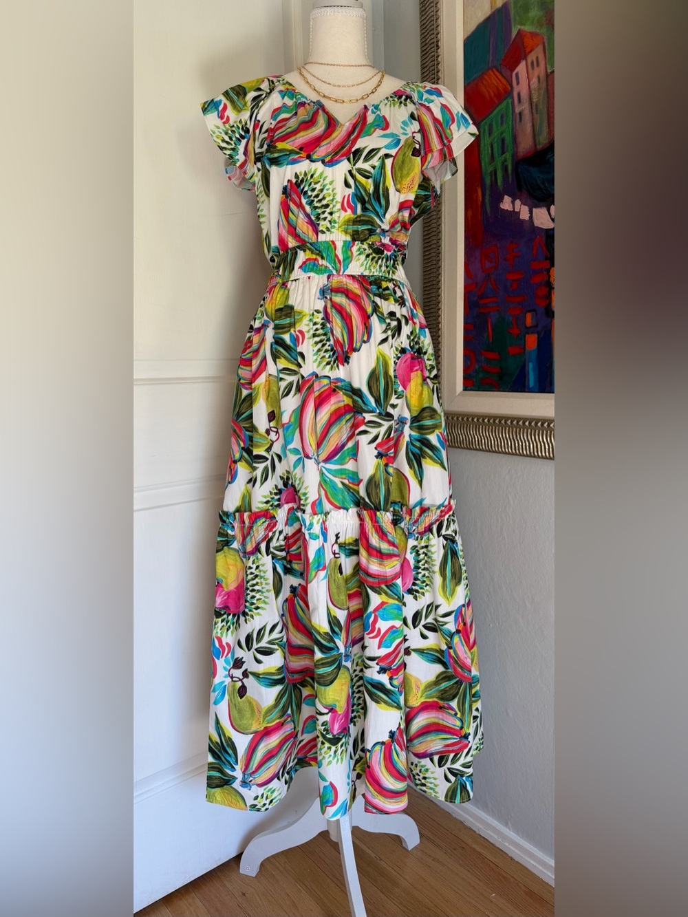 NWT Maude Vivante Colorful Tropical Floral Maxi Dress Medium